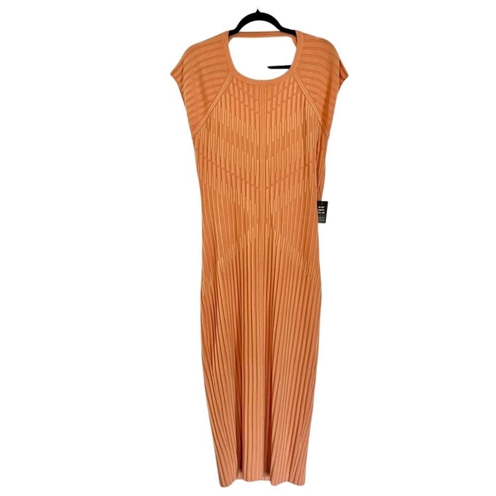 EXPRESS rib-knit twist back midi orange sweater dress size X Large - Picture 5 of 13